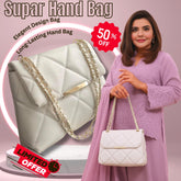 Crossbody Quilted White Square Bag with Stylish Chain