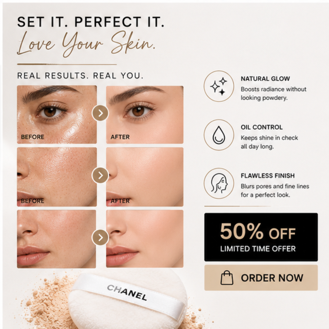 CHANEL Natural Finish Loose Powder – Iconic, Natural Finish & Flawless Perfection – Shine Control, Long-Lasting & Lightweight – Blurs Pores & Fine Lines