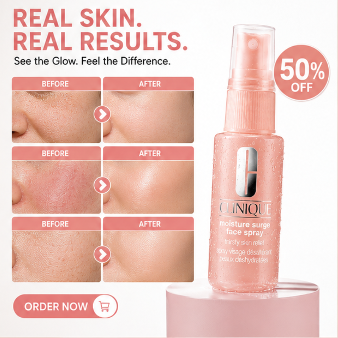 Clinique Moisture Surge Face Spray – 50% OFF – Thirsty Skin Relief – Hydrating Face Mist for Glowing + Soothed Skin – Preps + Refreshes – Instant Hydration, All-Day Glow – For All Skin Types