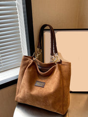 Synthetic Leather Brown Tote Bags For Women