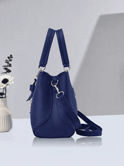 2pcs/1pc Women Solid Color Handbag & Wallet Set, With PU Leather & Bow Pendant, Zipper Closure, Great Mother's Day/Valentine's Day Gift, Elegant Women Tote Bag, Shoulder Bag, Cross-Body Bag, Large Capacity Purse