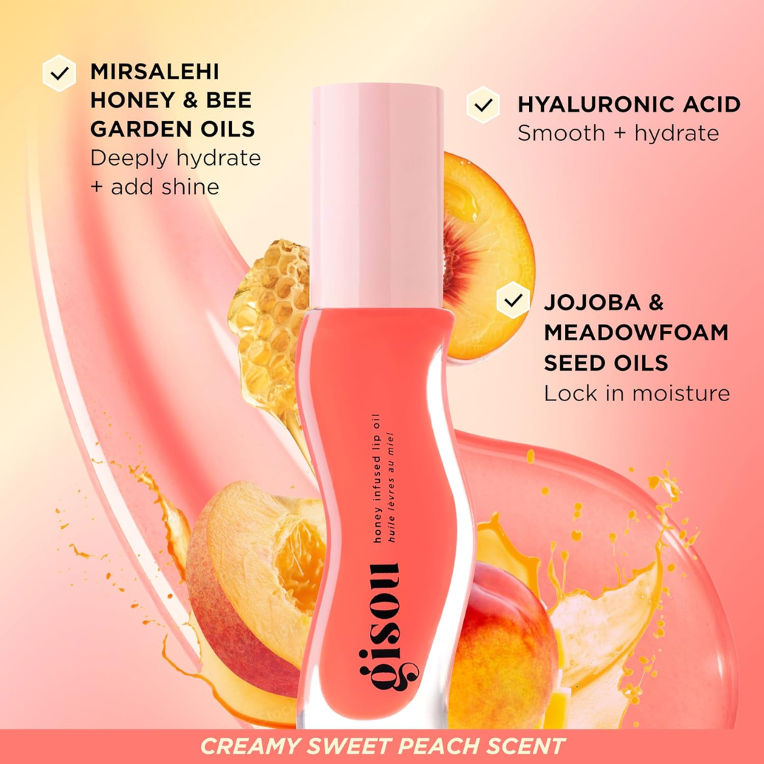 Gisou Honey Infused Lip Oil Trio | Honey-Infused Hydration, Glassy Shine, Non-Sticky Plumping Glow (Pack of 3)