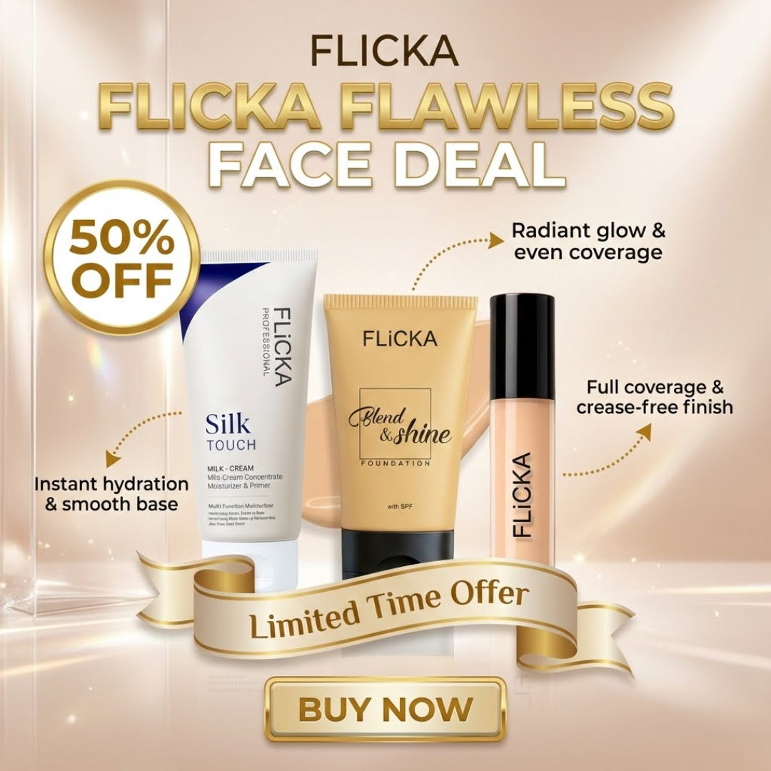 FLICKA Silk Touch & Blend & Shine Face Perfection Duo | Hydrating Primer + SPF Foundation