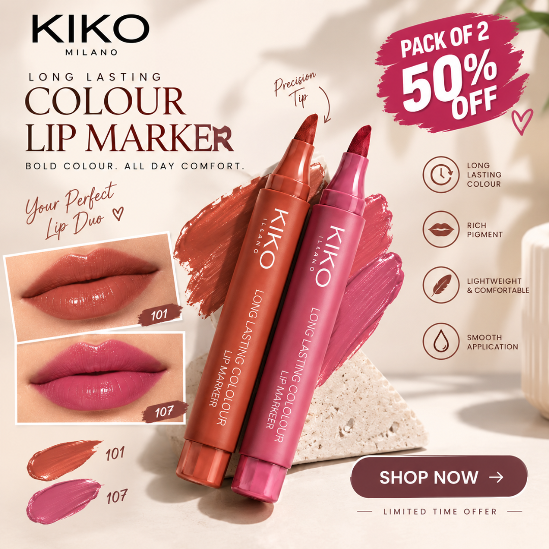 KIKO MILANO Long Lasting Colour Lip Marker (Pack of 2) – Precision Tip, Smudge-Proof & Hydrating Lip Tint