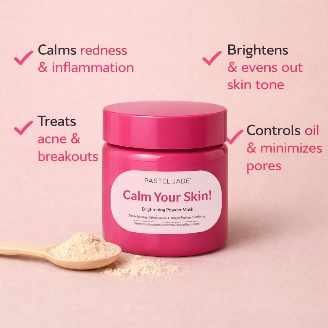 Pastel Jade Calm Your Skin Brightening Powder Mask | Redness Relief, Acne Soothing & Oil Control
