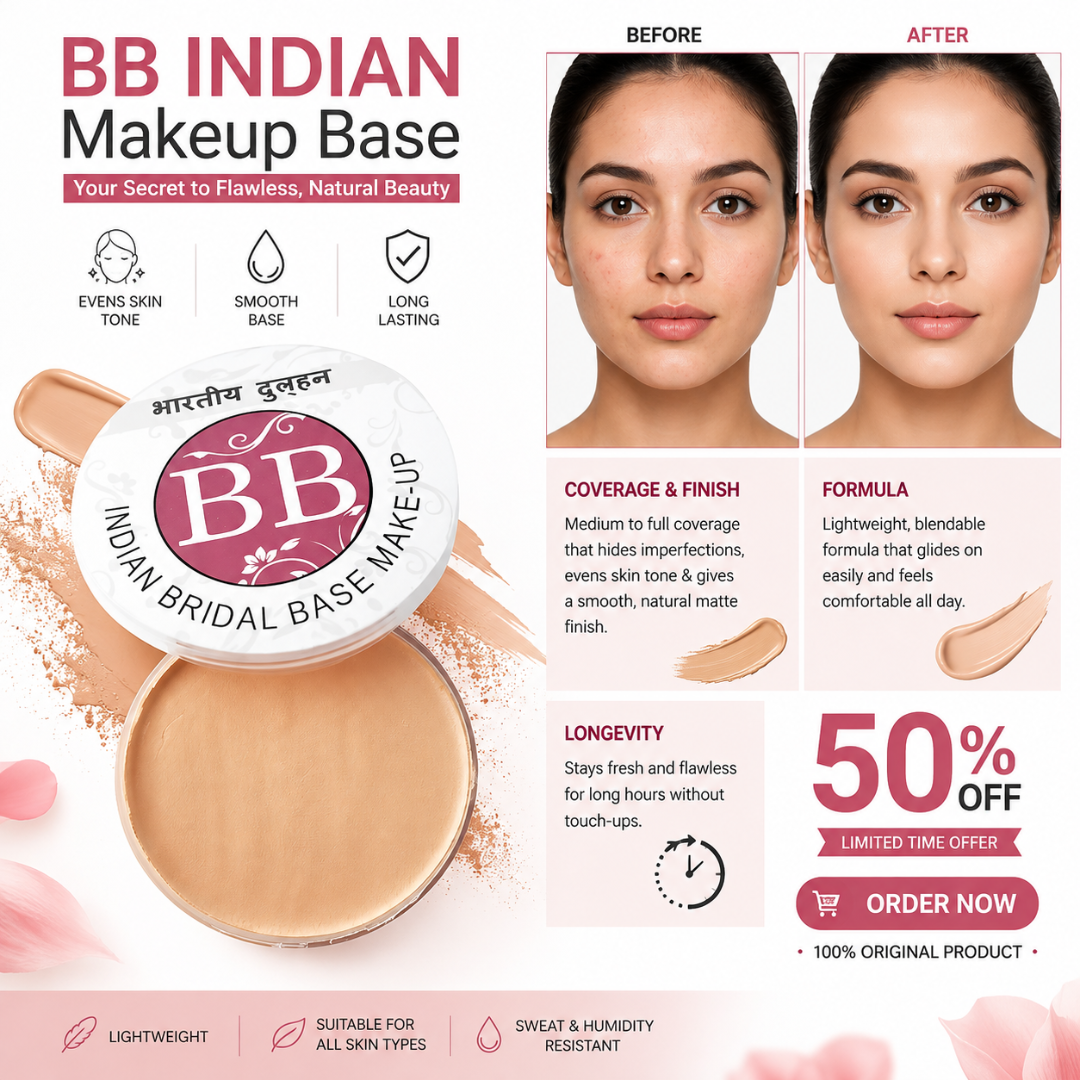 Indian Bridal Base – Waterproof, Sweatproof & 24H Long-Lasting | Full Coverage + Skin-Smoothing Finish | No Touch-Ups, Just Flawless Beauty