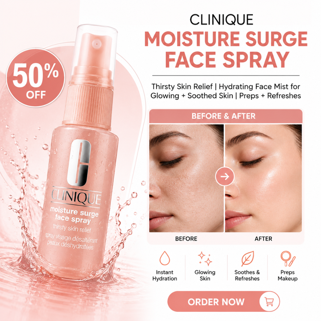 Clinique Moisture Surge Face Spray – 50% OFF – Thirsty Skin Relief – Hydrating Face Mist for Glowing + Soothed Skin – Preps + Refreshes – Instant Hydration, All-Day Glow – For All Skin Types