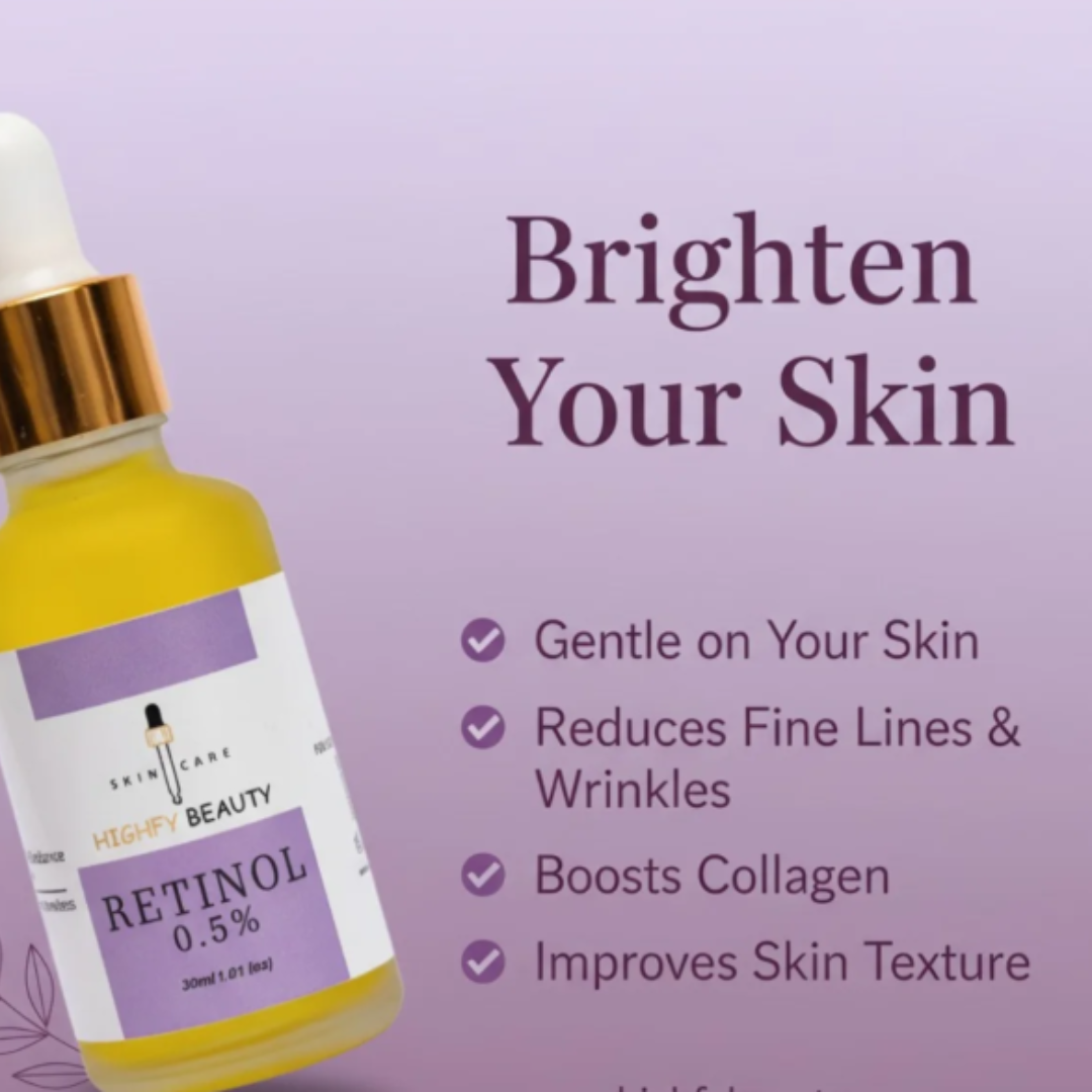 Highfy Beauty Retinol 0.5% Serum | Anti-Aging, Boosts Collagen, Reduces Fine Lines & Wrinkles | Brightens & Smooths Skin