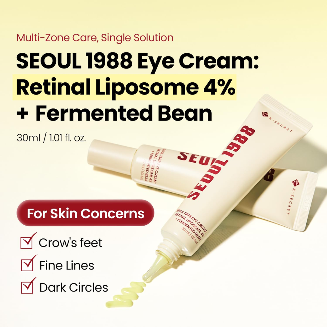 K-SECRET Seoul 1988 Retinal Cream – For Dark Circles, Fine Lines & Brightening – Smooths Texture, Firms Skin, Hydrates & Balances Tone – Anti-Aging Intensive Eye Zone Care