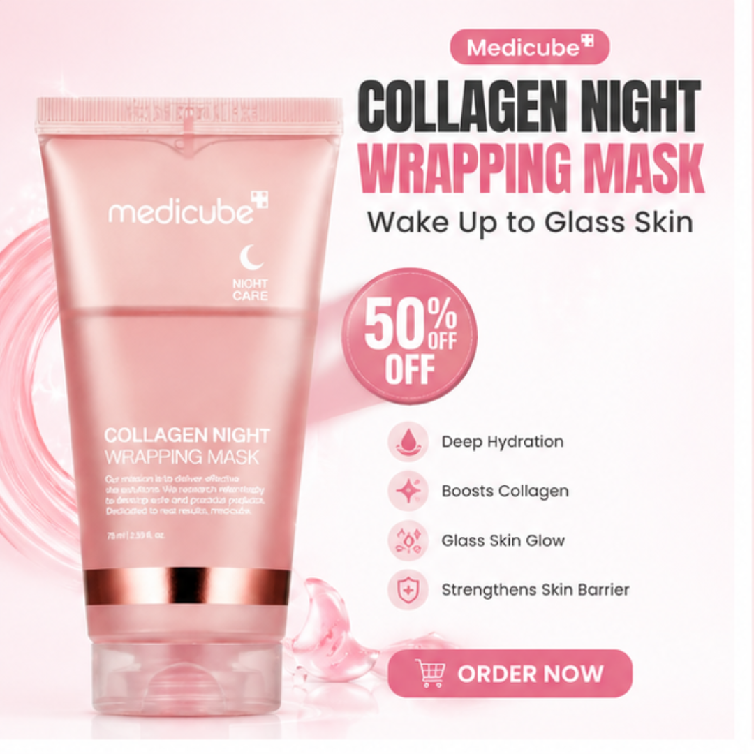 Medicube Collagen Night Wrapping Mask – 50% OFF – Wake Up to Glass Skin – Overnight Care – Boosts Collagen, Deep Hydration & Glass Skin Glow – Strengthens Skin Barrier – For All Skin Types