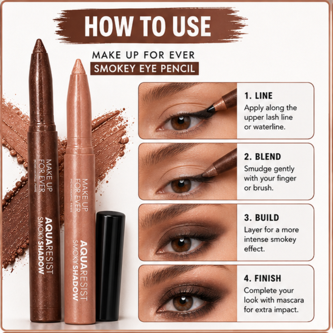 MAKE UP FOR EVER Smokey Eye Pencil – Intense Color, Smooth Glide & All-Day Wear – Waterproof, Smudge-Proof & Long-Lasting – Smoky Shadow Aqua Resist