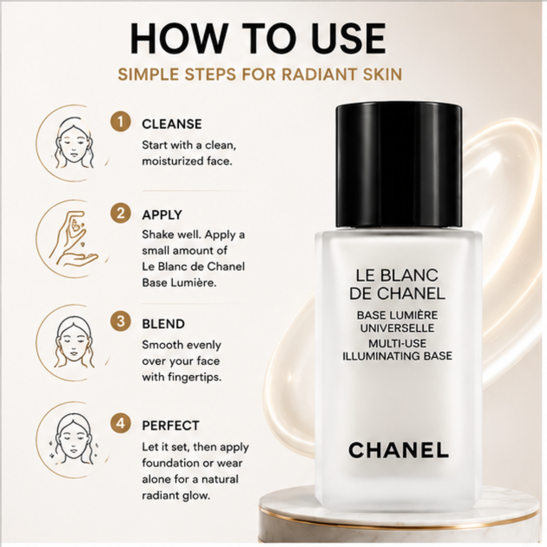 Chanel Illuminating Base - Multipurpose Use - Glowy base, Even Skin Tone & Smooth Imperfections