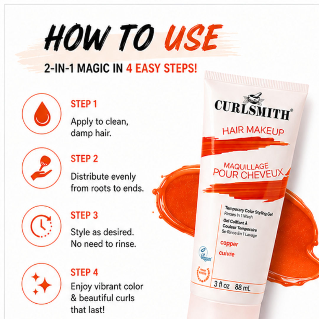 Curlsmith Hair Makeup Copper | Temporary Color & Styling Gel | Defines Curls | Washes Out in 1 Wash
