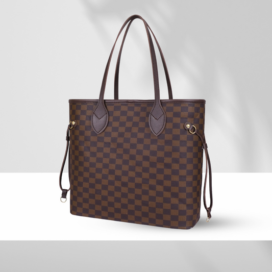 The Checkered Tote Dark Brown