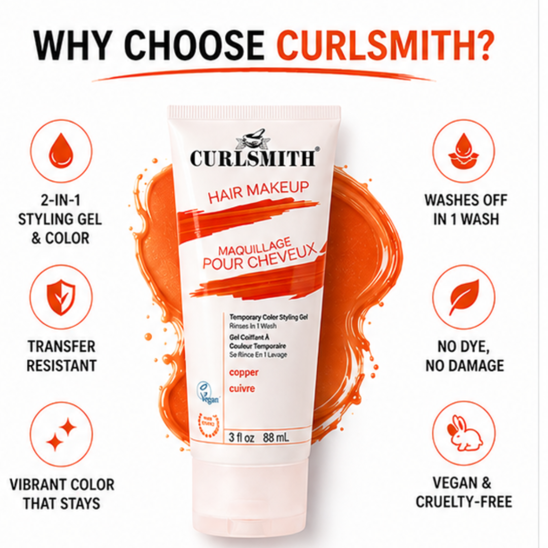 Curlsmith Hair Makeup Copper | Temporary Color & Styling Gel | Defines Curls | Washes Out in 1 Wash
