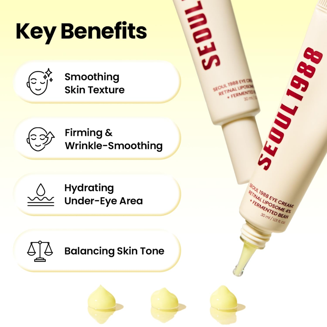 K-SECRET Seoul 1988 Retinal Cream – For Dark Circles, Fine Lines & Brightening – Smooths Texture, Firms Skin, Hydrates & Balances Tone – Anti-Aging Intensive Eye Zone Care