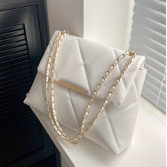 Stylish White Quilted Bag with adorable chain - Waterproof & long lasting material