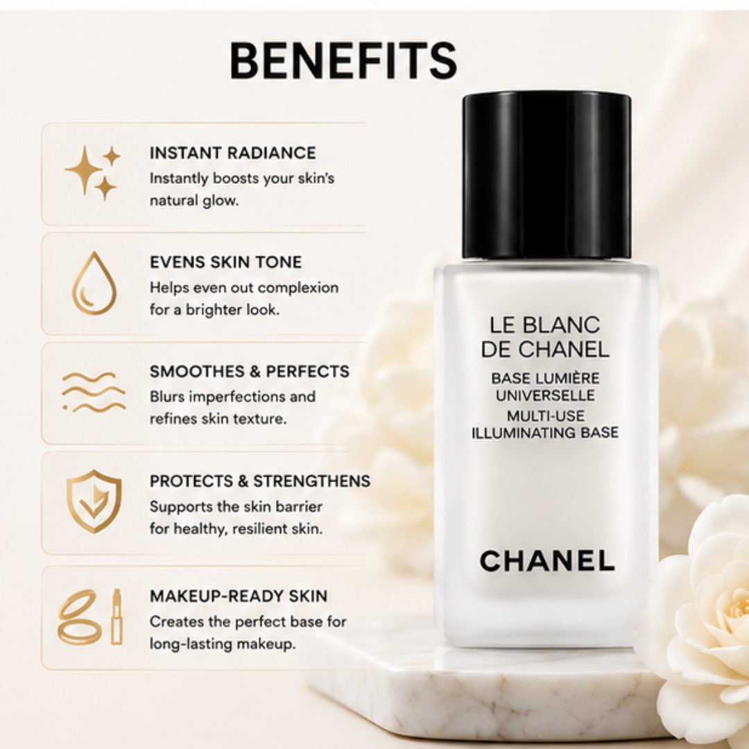 Chanel Illuminating Base - Multipurpose Use - Glowy base, Even Skin Tone & Smooth Imperfections