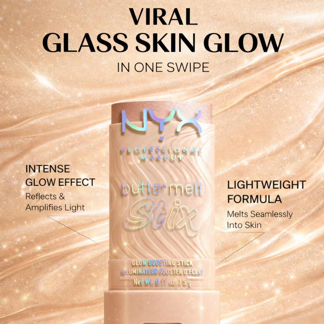NYX Professional Makeup Buttermelt Highlighter Stix | 8-Hour Wear, Buildable High-Shine Finish | Glass Skin Radiance, Buttery Smooth Blend, Long-Lasting Glow