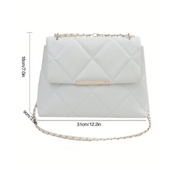 Stylish White Quilted Bag with adorable chain - Waterproof & long lasting material