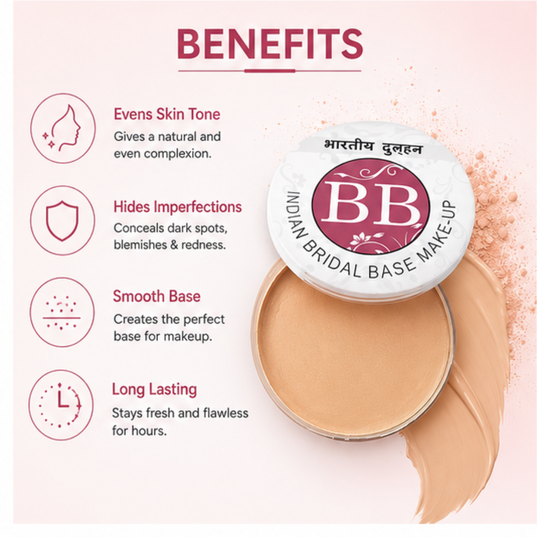 Indian Bridal Base – Waterproof, Sweatproof & 24H Long-Lasting | Full Coverage + Skin-Smoothing Finish | No Touch-Ups, Just Flawless Beauty