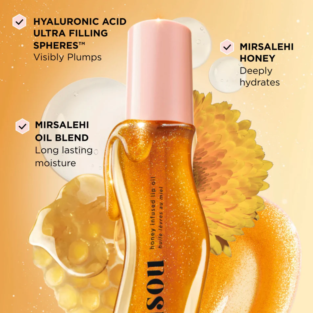 Gisou Honey Infused Lip Oil Trio | Honey-Infused Hydration, Glassy Shine, Non-Sticky Plumping Glow (Pack of 3)