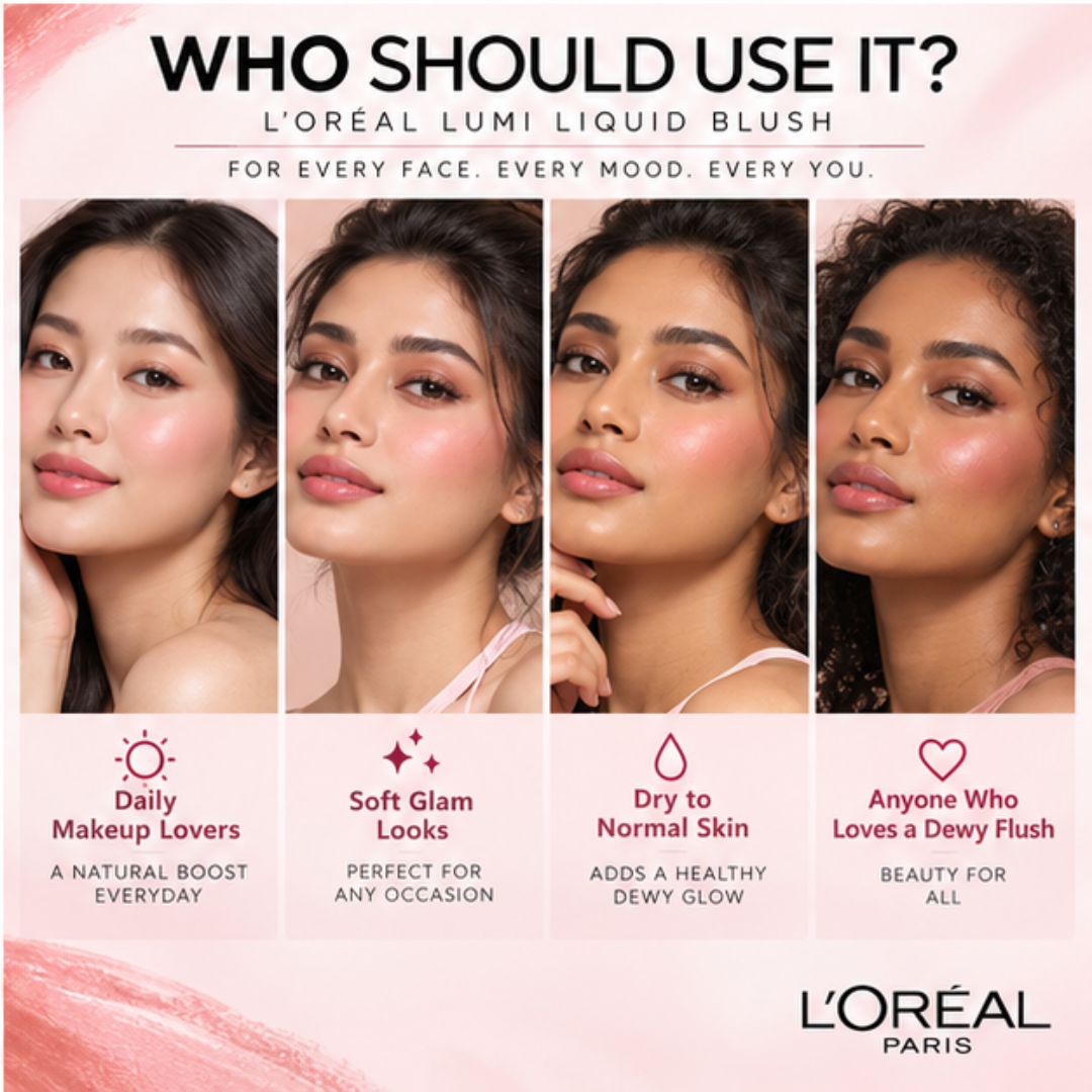 L'Oréal LUMI Le Liquid Blush (Pack of 3) - 2 in 1 Highlighter + Blush in One – Natural Dewy Glow & Buildable Color