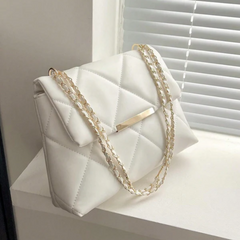 Stylish White Quilted Bag with adorable chain - Waterproof & long lasting material