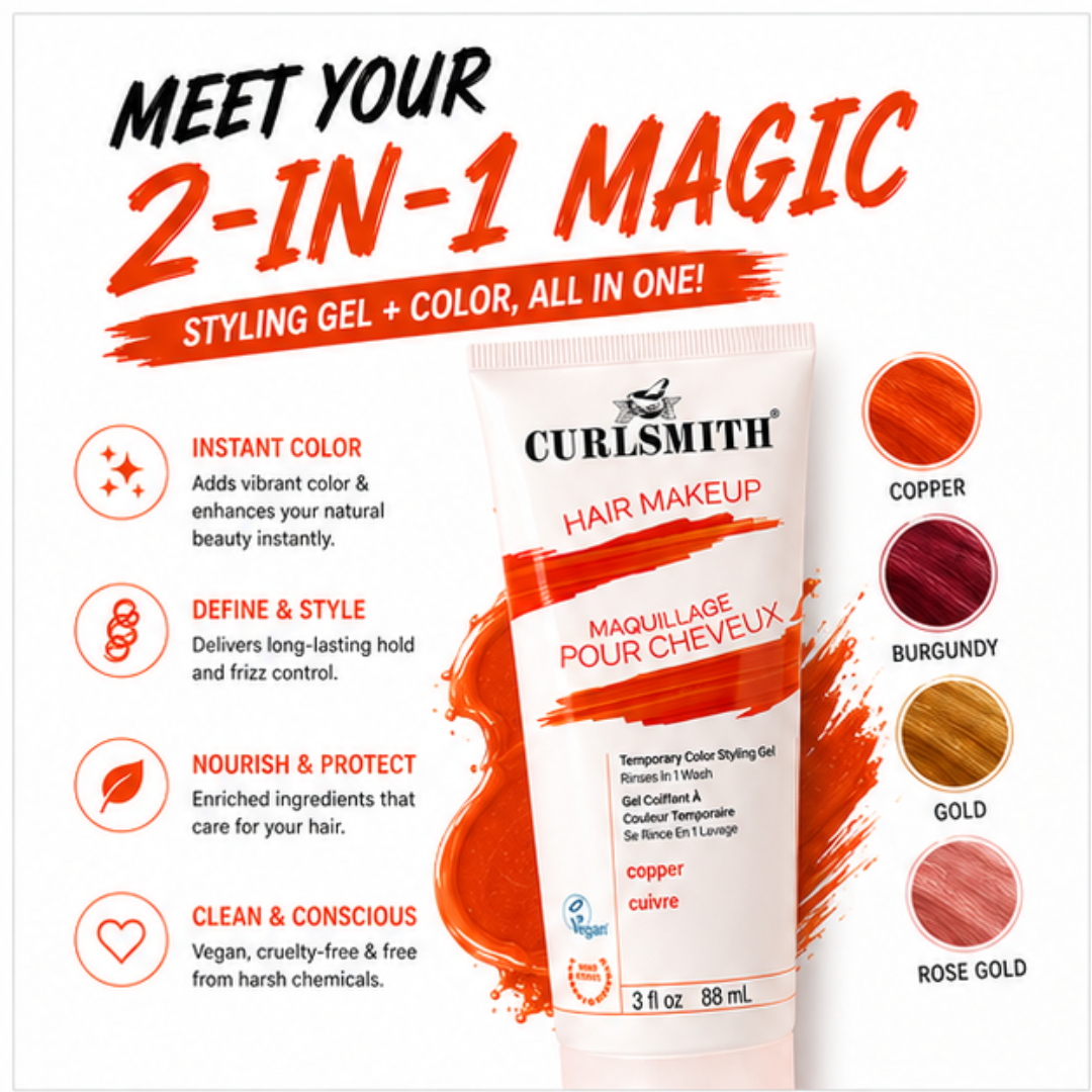 Curlsmith Hair Makeup Copper | Temporary Color & Styling Gel | Defines Curls | Washes Out in 1 Wash