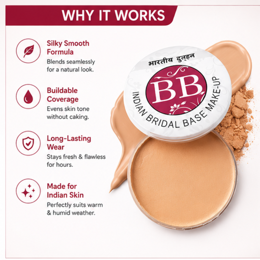 Indian Bridal Base – Waterproof, Sweatproof & 24H Long-Lasting | Full Coverage + Skin-Smoothing Finish | No Touch-Ups, Just Flawless Beauty