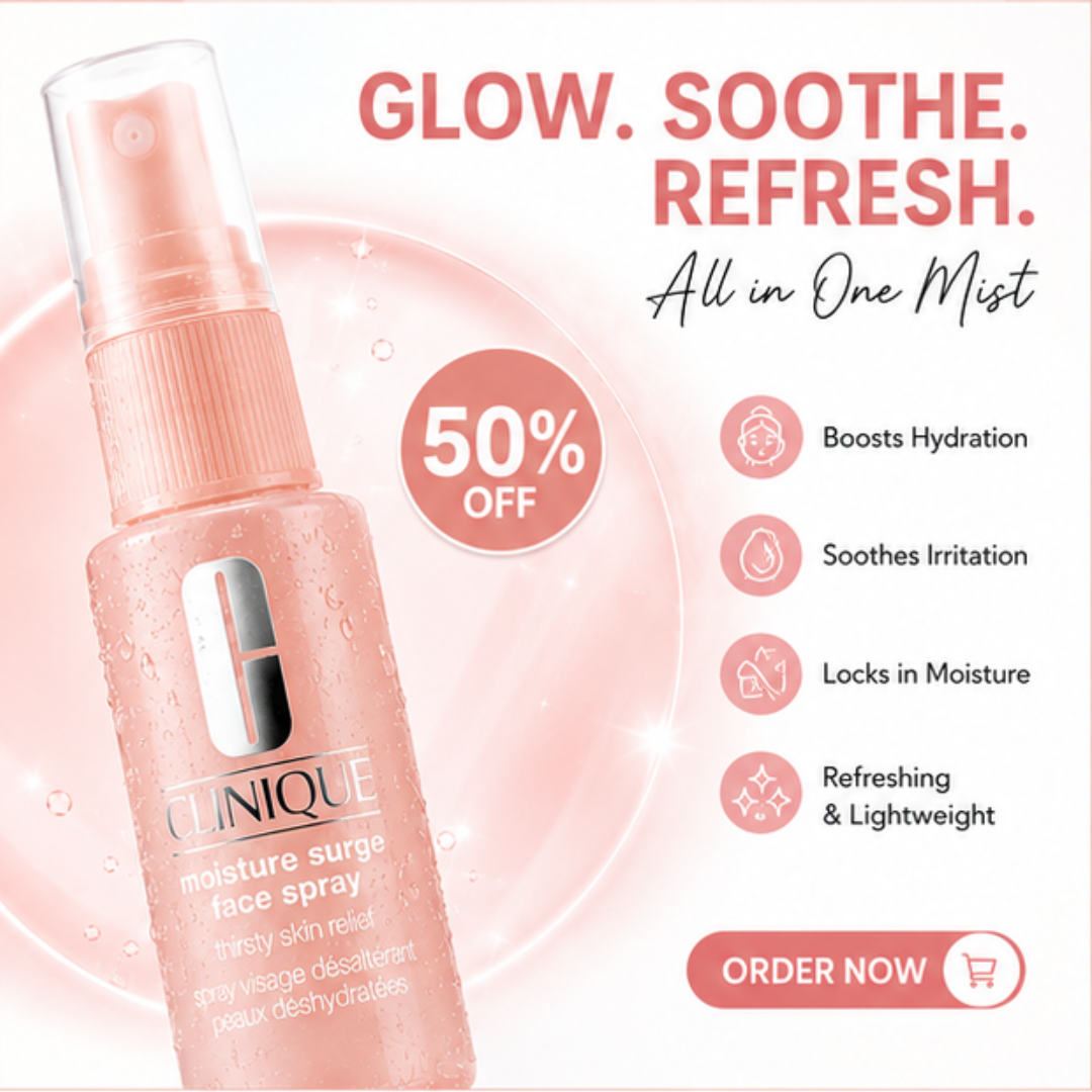 Clinique Moisture Surge Face Spray – 50% OFF – Thirsty Skin Relief – Hydrating Face Mist for Glowing + Soothed Skin – Preps + Refreshes – Instant Hydration, All-Day Glow – For All Skin Types