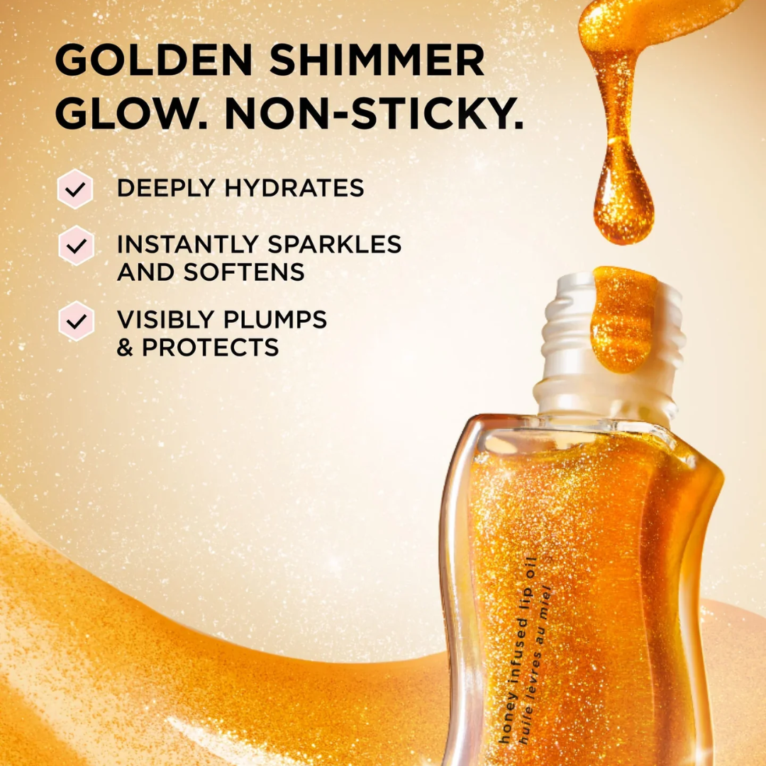 Gisou Honey Infused Lip Oil Trio | Honey-Infused Hydration, Glassy Shine, Non-Sticky Plumping Glow (Pack of 3)