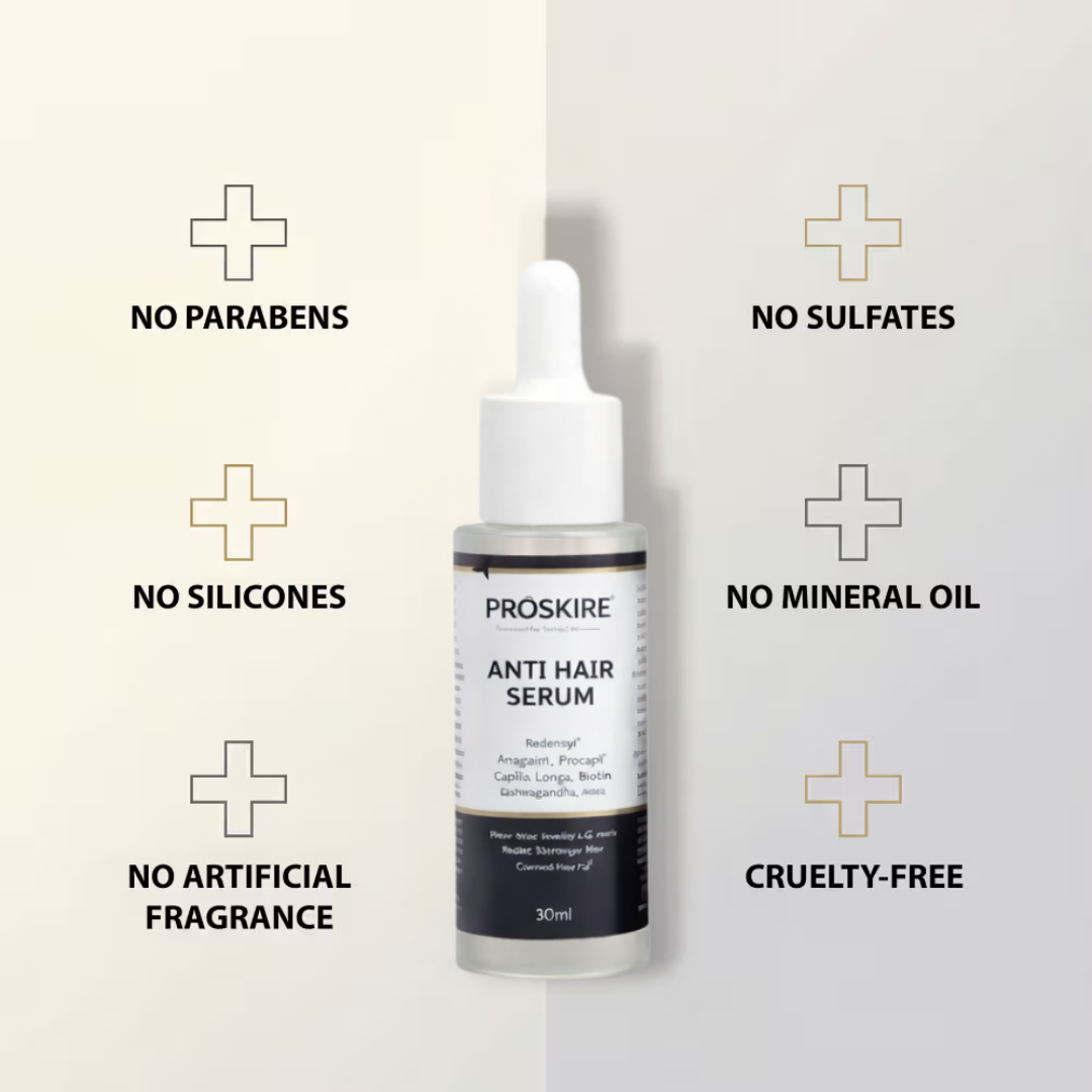 Proskire Anti-Grey Hair Serum – Prevents & Reverses Grey Hair, Reduces White Hair, Darkens & Revitalizes Hair Color – Controls Hair Fall