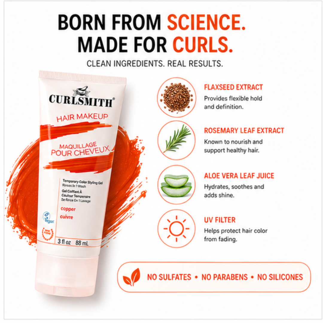 Curlsmith Hair Makeup Copper | Temporary Color & Styling Gel | Defines Curls | Washes Out in 1 Wash