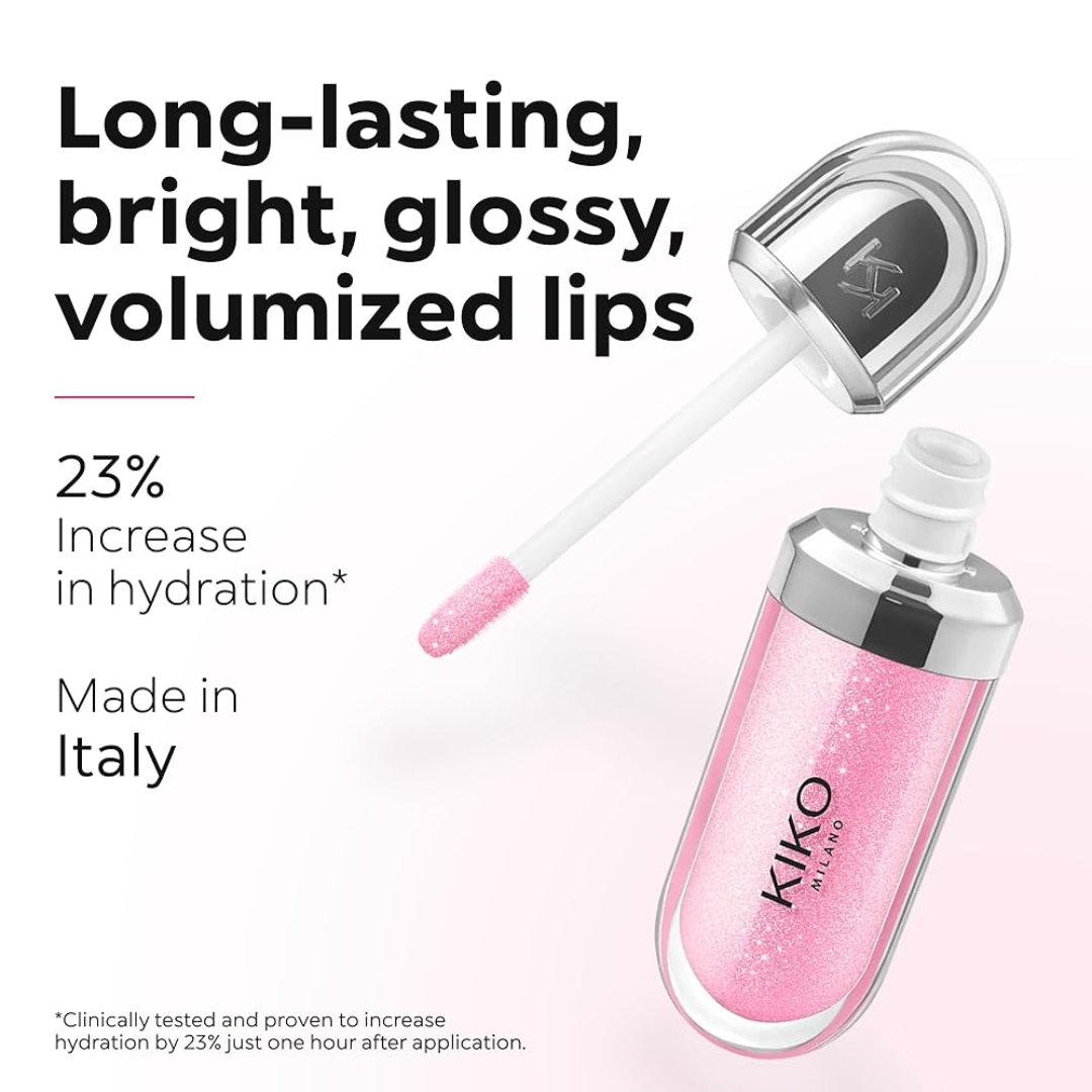 KIKO Milano 3D Hydra Xtreme Lipgloss – Plump, Hydrate & Shine with 23% More Moisture (Pack of 2)