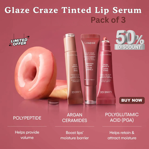 LANEIGE Glaze Craze Tinted Lip Serum – Plump, Hydrate & Shine with 12-Hour Serum-Infused Color
