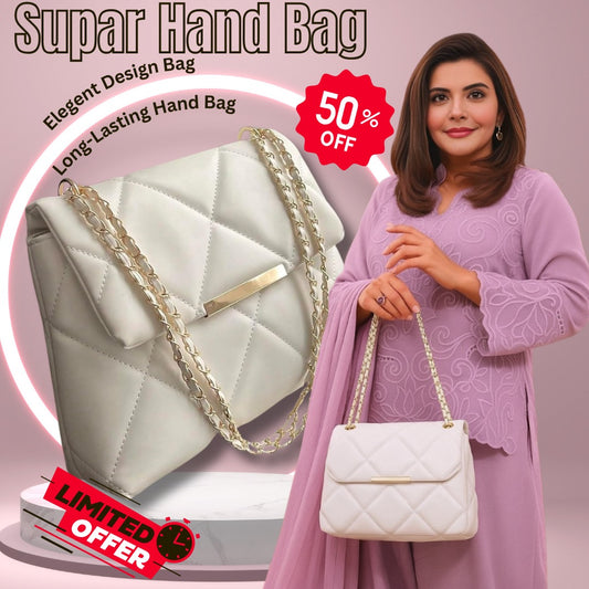 Crossbody Quilted White Square Bag with Stylish Chain