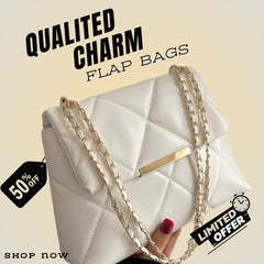 Stylish White Quilted Bag with adorable chain - Waterproof & long lasting material
