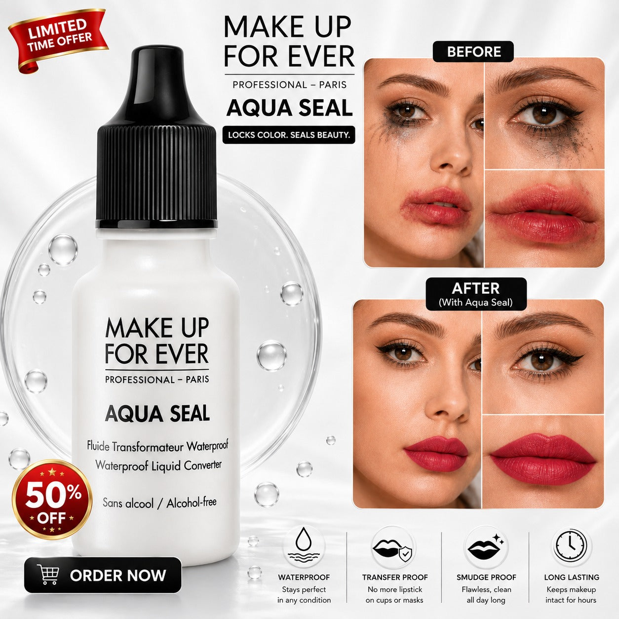 MAKE UP FOR EVER Aqua Seal Waterproof Liquid Corrector – Locks Color, Seals Beauty – Waterproof, Transfer Proof & Smudge Proof – For Lipstick & Makeup